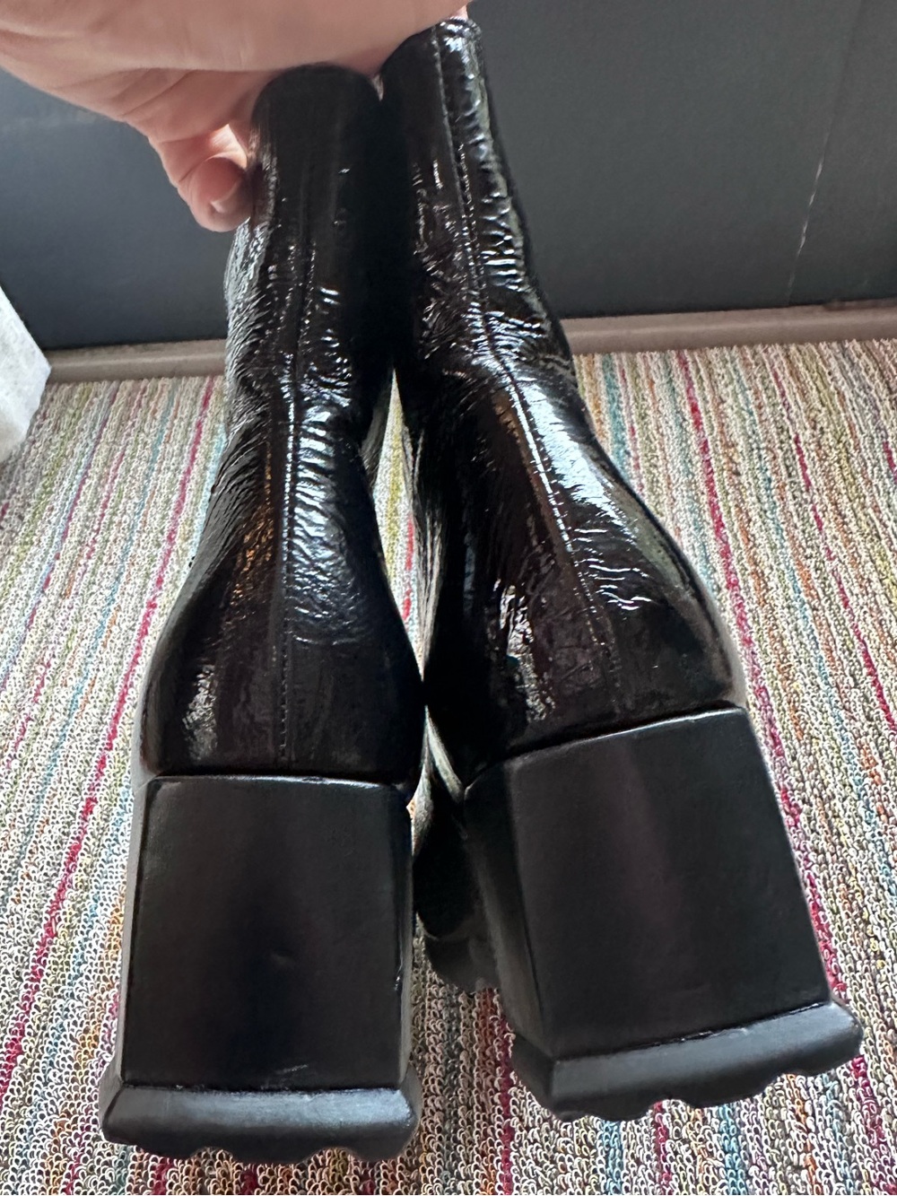Fluevog EXCELLENT Together Hi Niki black patent leather frontzip heeled boot-7.5 - Picture 5 of 16